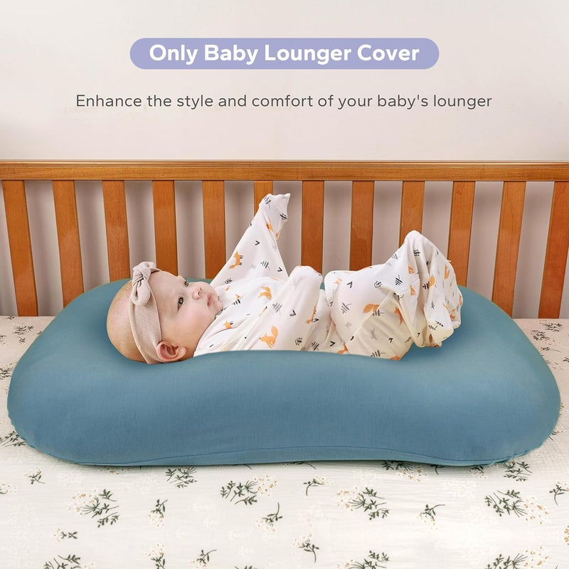 FUNUPUP Rayon Derived from Bamboo Baby Lounger Cover Compatible with Snuggle Me Lounger, Infant Lounger Pillow Cover for Newborn, Removable Elastic Newborn Lounger Cover,Cover Only,Blue - Image 2